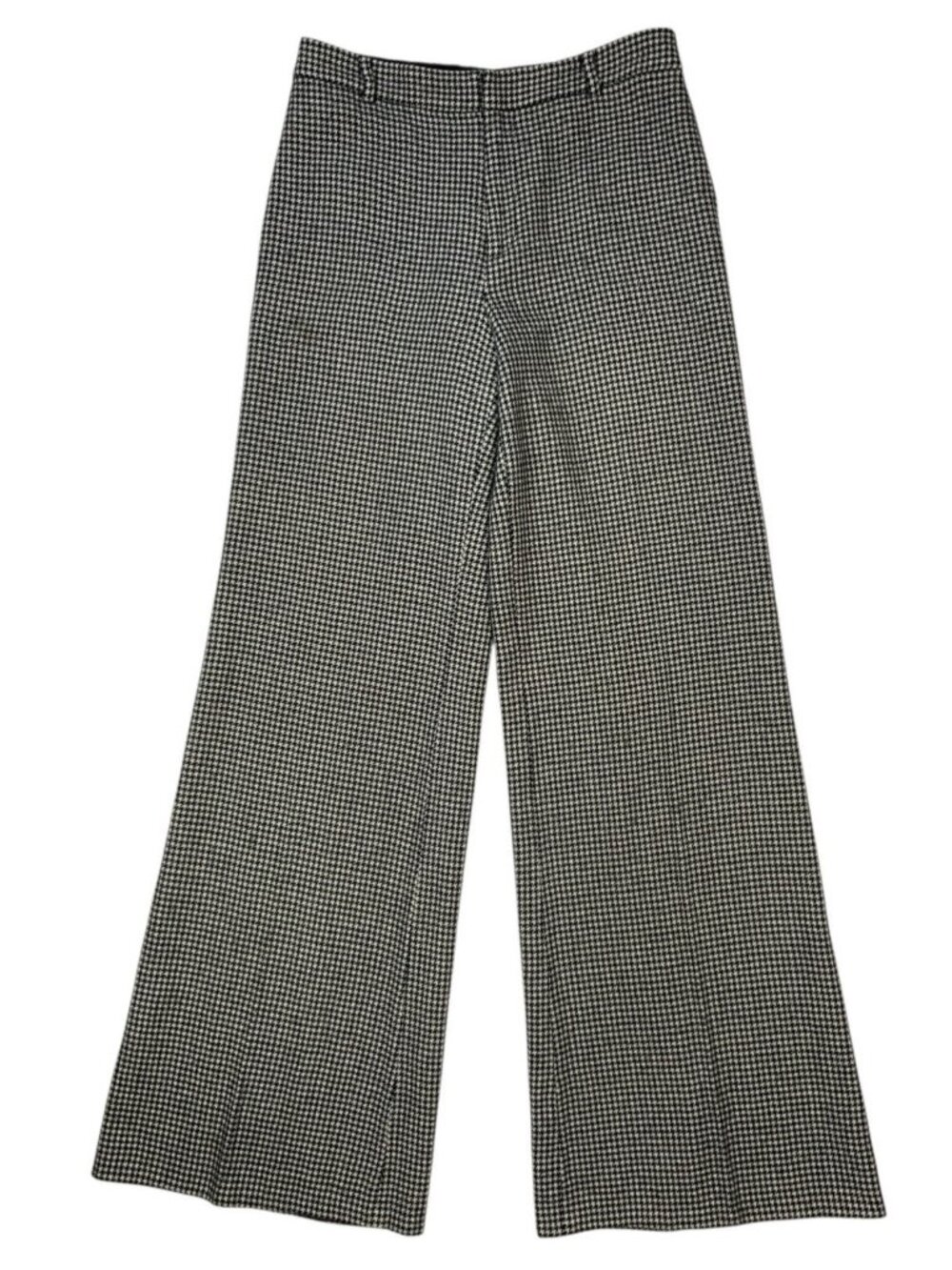 Ralph Lauren Black Label Wool Cashmere Wide Leg Trouser Pant 10 Houndstooth